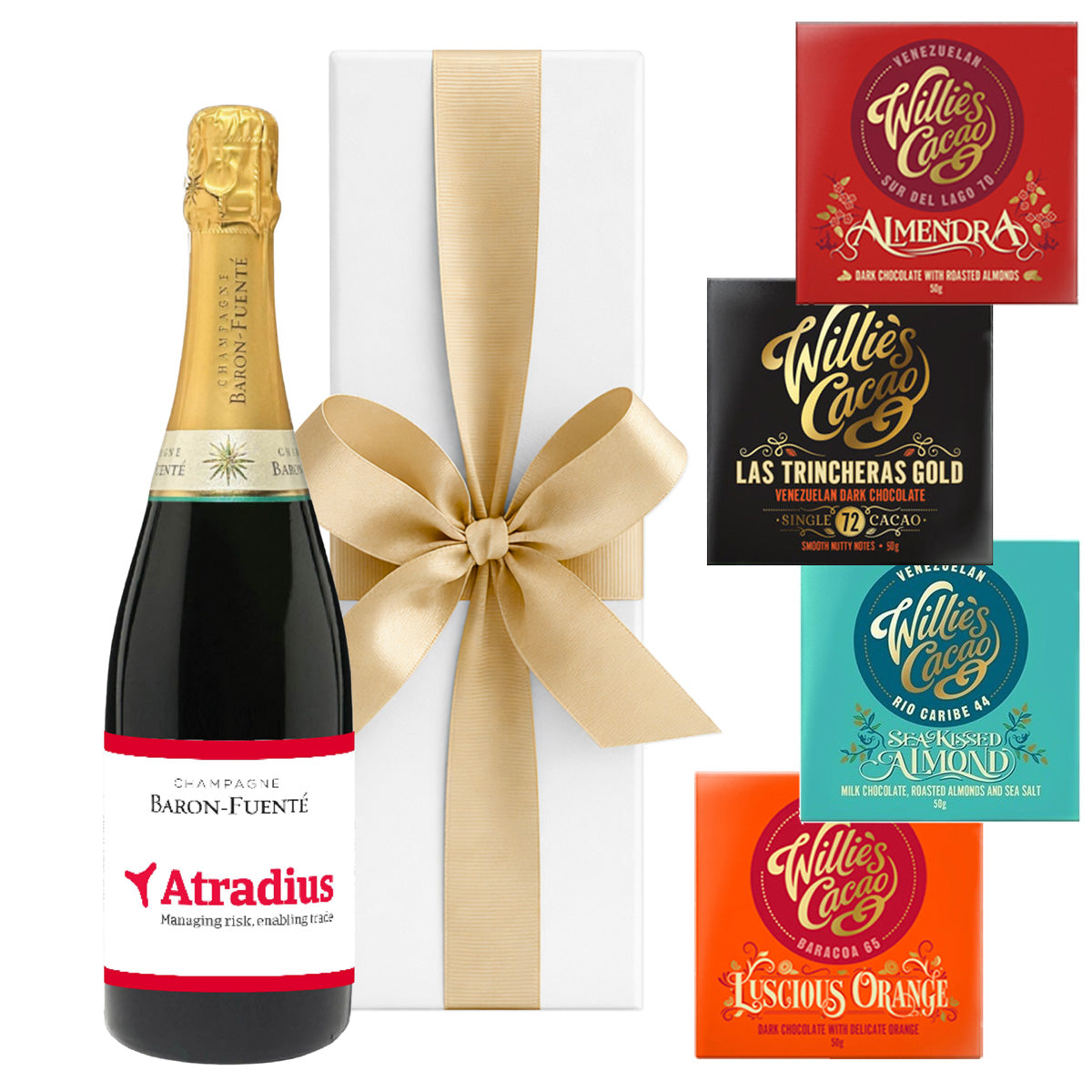 Branded Champagne with Artisan Chocolate Bars (Set of 4)