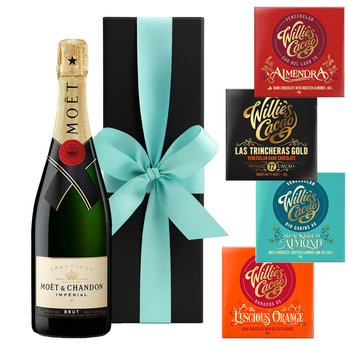 Moët & Chandon Brut Impérial Champagne with Artisan Chocolate Bars (Set of 4)