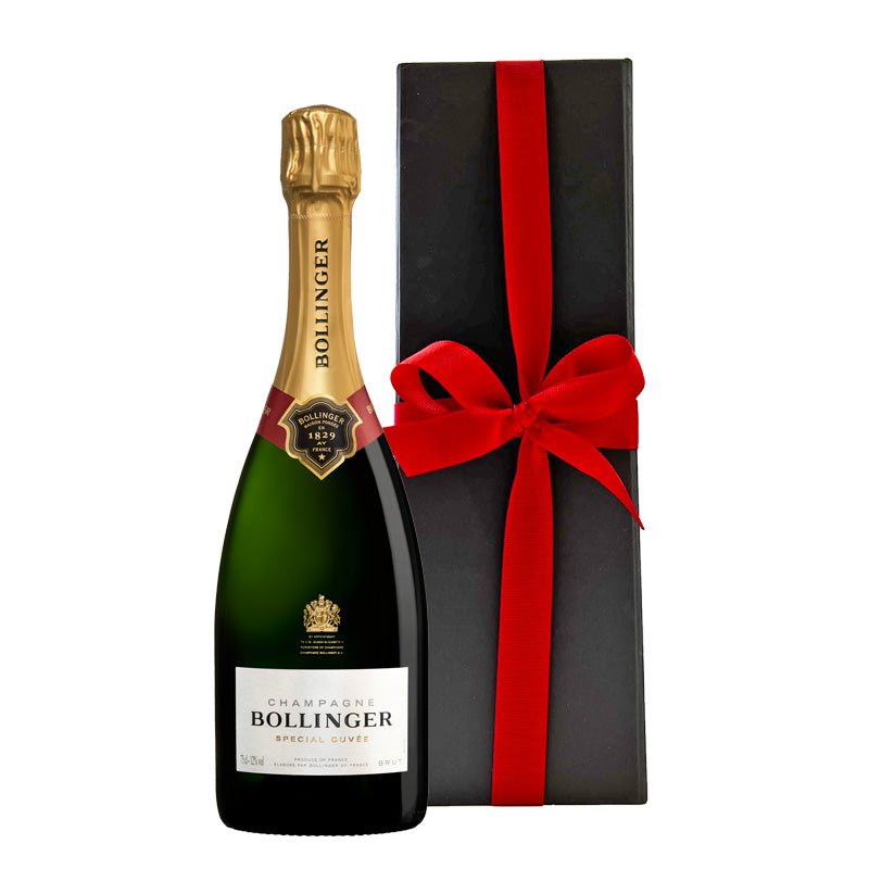 Bollinger Special Cuvée Champagne with 4 x Artisan Willie’s Chocolates in Black Gift Box - CorporateGifts.London