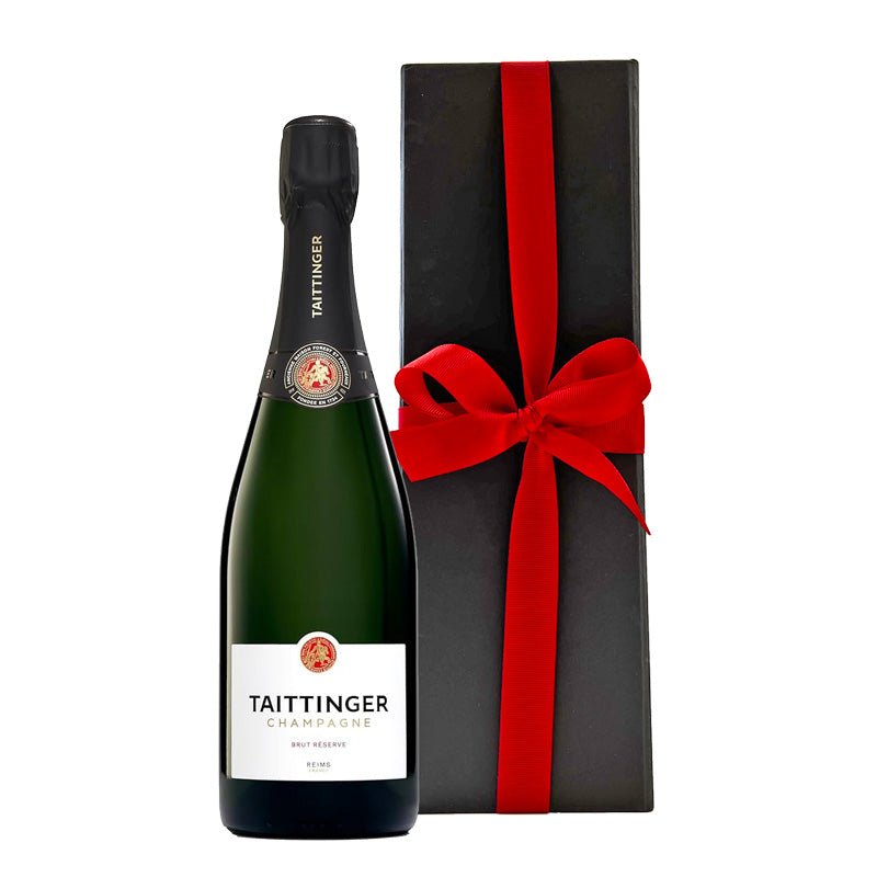 Branded Taittinger Brut Réserve Champagne in Black Gift Box - CorporateGifts.London