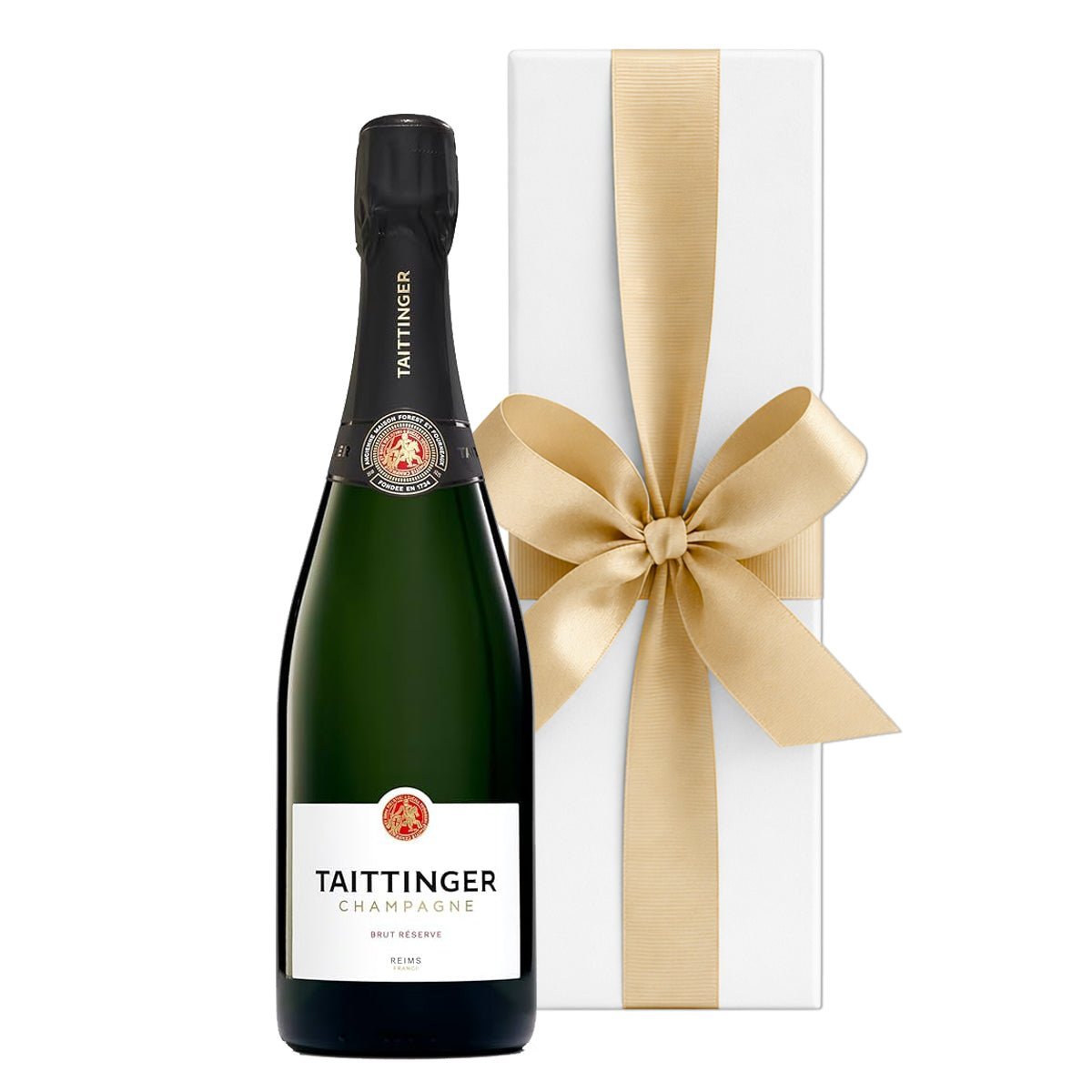 Taittinger Brut Réserve Champagne in White Gift Box - Corporate Gifts London