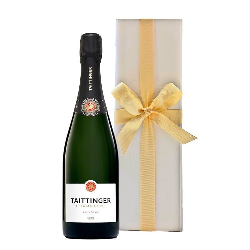 Branded Taittinger Brut Réserve Champagne in White Gift Box - CorporateGifts.London