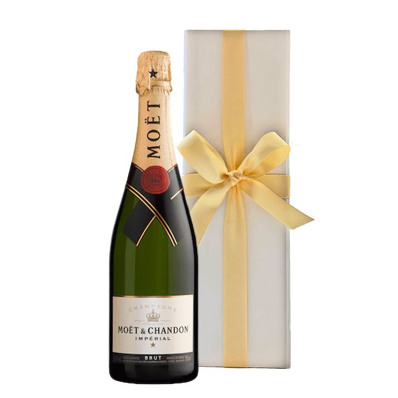 Moët & Chandon Brut Impérial Champagne with 4 x Artisan Willie’s Chocolates in White Gift Box - CorporateGifts.London