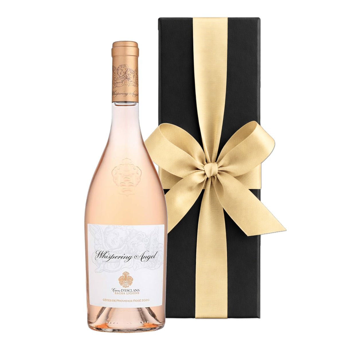 Whispering Angel Rosé in Black Gift Box - CorporateGifts.London