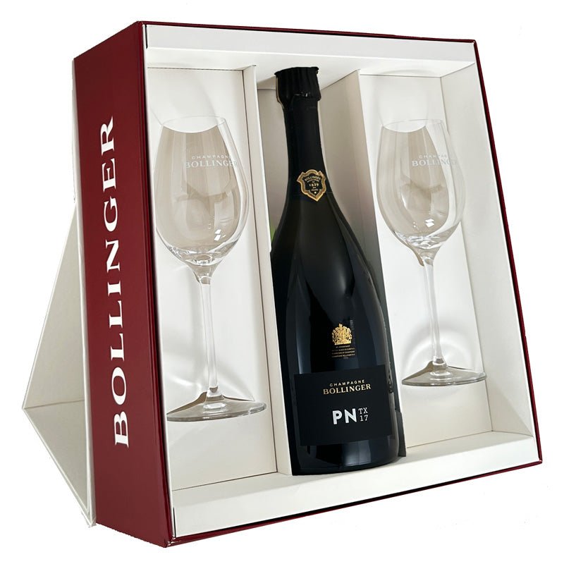 Bollinger PN AYC18 Champagne Gift Set with Bollinger Flutes & Gift Box - CorporateGifts.London