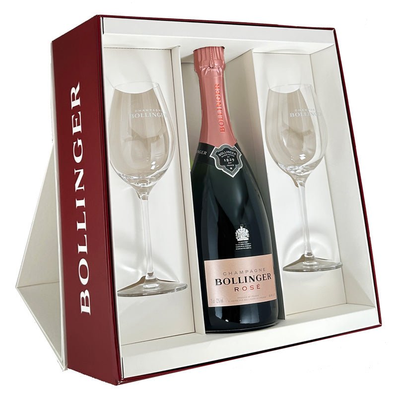 Bollinger Rosé Champagne Gift Set with Flutes & Gift Box - CorporateGifts.London