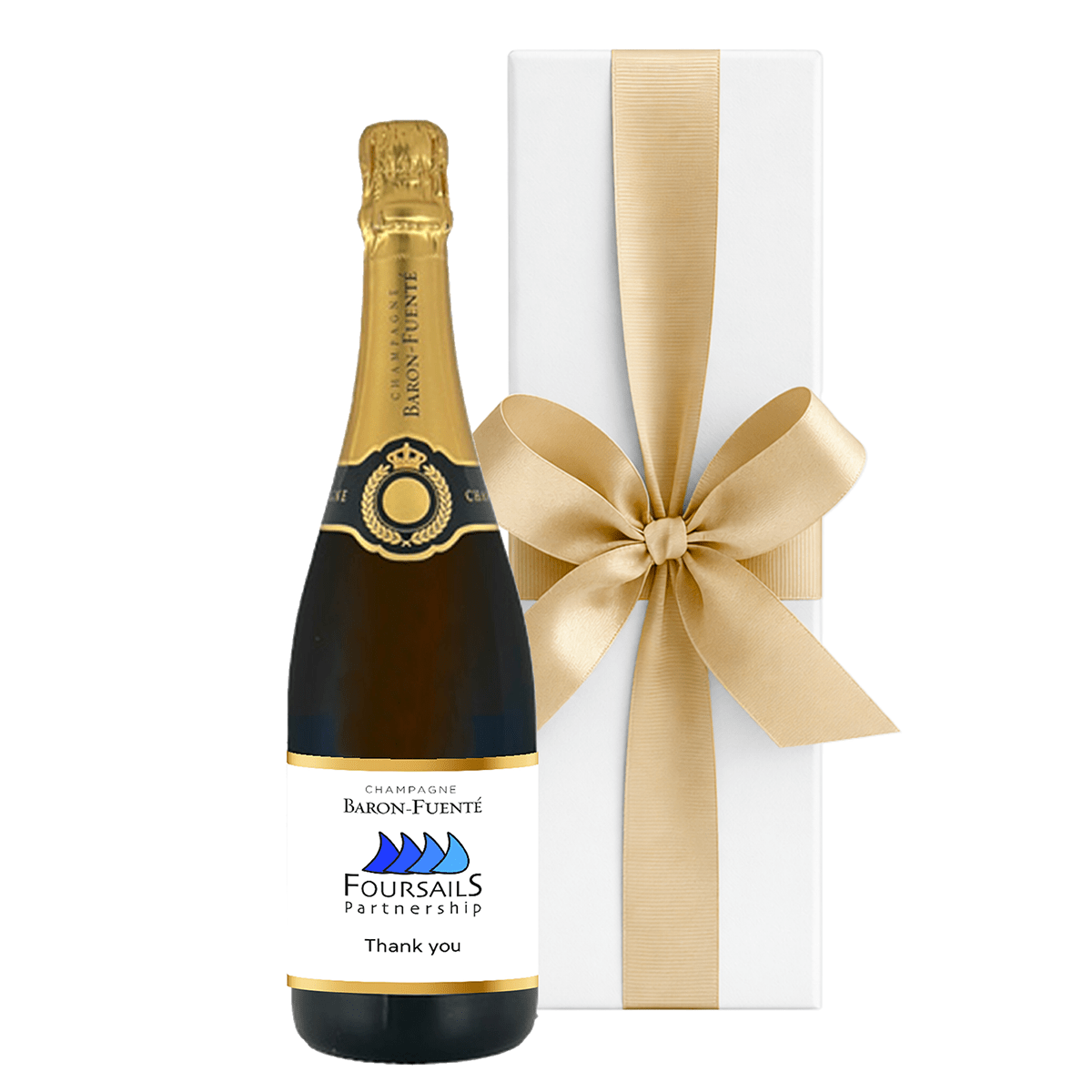 Branded Classic Cuvée Champagne in White Gift Box - CorporateGifts.London