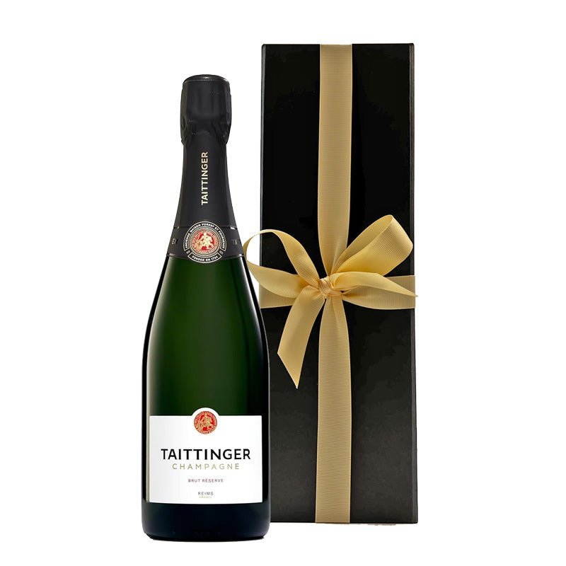 Branded Taittinger Brut Réserve Champagne in Black Gift Box - CorporateGifts.London