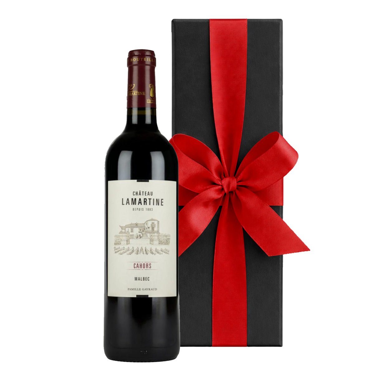 Château Lamartine Cahors Malbec in Black Gift Box - CorporateGifts.London